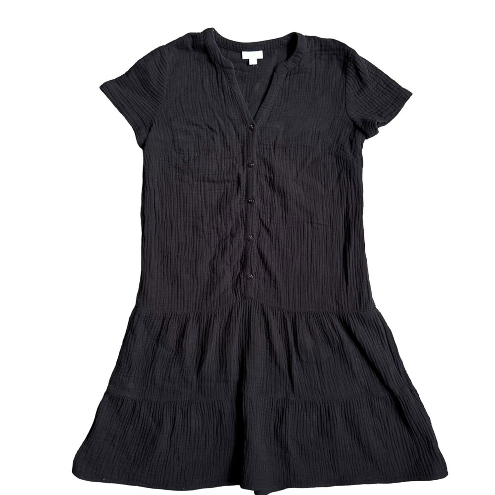 J Jill Dress Womens Gauzy Cotton Tiered Drop Waist Mini Dress Size XS Minimalist